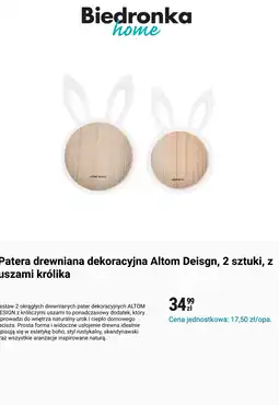 Biedronka Patera drewniana dekoracyjna Altom Deisgn, 2 sztuki, z uszami królika oferta