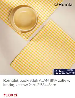 Homla Komplet podkładek ALAMBRA żółte w kratkę, zestaw 2szt. 2*35x45cm oferta