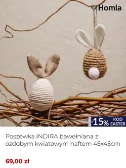 Homla Poszewka INDIRA bawełniana z ozdobym kwiatowym haftem 45x45cm oferta