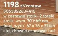 Castorama Zestaw stoliki 2 fotele stolik drewno akacjowe oferta
