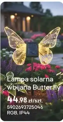 Castorama Lampa solarna wbijana Butterfly oferta