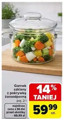Carrefour Garnek szklany z pokrywką żaroodporną oferta