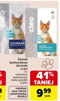 Carrefour Żwirek bentonitowy dla kota Cleo naturalny, lawendowy, baby powder oferta