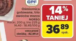Carrefour Ośmiornica gotowana, trio owoców morza macki, trio oferta