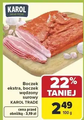 Carrefour Boczek ekstra, boczek wędzony, surowy oferta