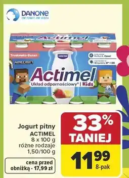 Carrefour Jogurt pitny Actimel Kids różne rodzaje truskawka-banan oferta