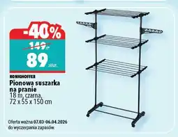 Biedronka Pionowa suszarka na pranie 18 m czarna, 72 x 55 x 150 cm oferta