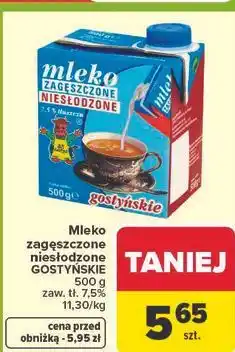 Carrefour Mleko zagęszczone niesłodzone GOSTYŃSKIE oferta