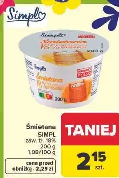 Carrefour Śmietana zaw. tł. 18% oferta
