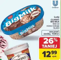 Carrefour Lody CLASSIC BIG MILK 900 ml różne rodzaje oferta