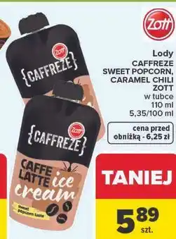 Carrefour Lody CAFFREZE SWEET POPCORN, CARAMEL CHILI w tubce oferta