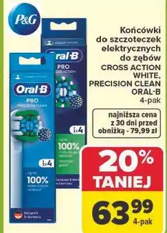 Carrefour Końcówki do szczoteczek elektrycznych do zębów CROSS ACTION WHITE, PRECISION CLEAN ORAL-B 4-pak oferta