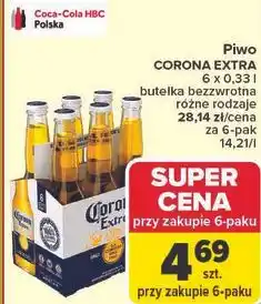 Carrefour Piwo CORONA EXTRA 6 x 0,33 l butelka bezzwrotna różne rodzaje oferta