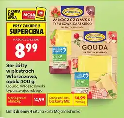 Biedronka Ser żółty w plastrach typu szwajcarskiego: Gouda, Włoszczowski oferta