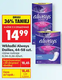 Biedronka Wkładki Dailies, 44-58 szt oferta