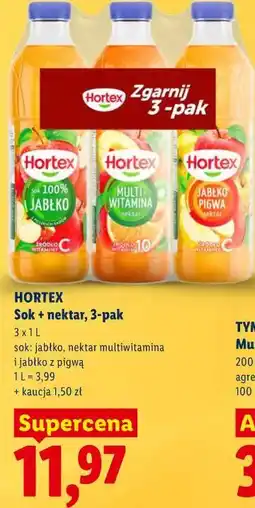 Lidl Sok + nektar, 3-pak 3 x 1L sok: jabłko, nektar multiwitamina i jabłko z pigwą oferta