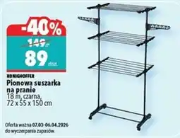 Biedronka Pionowa suszarka na pranie 18 m, czarna, 72 x 55 x 150 cm oferta