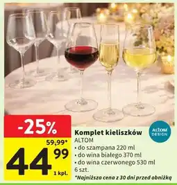 Intermarche Komplet kieliszków do szampana 220 ml, do wina białego 370 ml, do wina czerwonego 530 ml 6 szt oferta