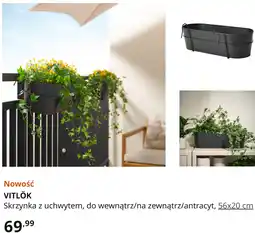 IKEA VITLÖK Skrzynka z uchwytem, do wewnątrz/na zewnątrz/antracyt, 56x20 cm oferta