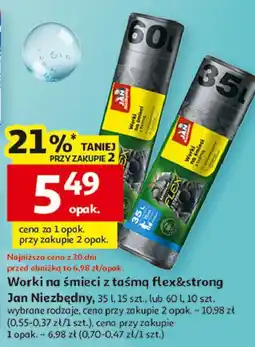 Auchan Worki na śmieci z taśmą flex&strong oferta