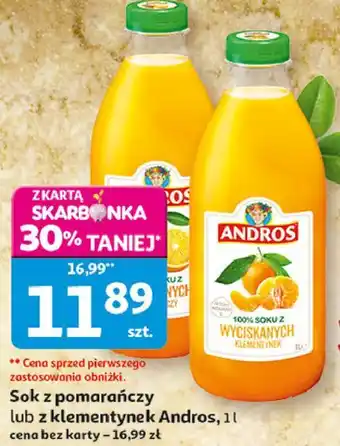 Auchan Sok z pomarańczy lub z klementynek oferta