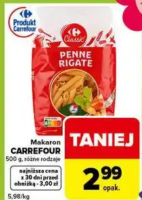 Globi Makaron penne rigate Carrefour Classic oferta