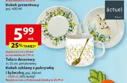 Auchan Talerz deserowy lub kubek szklany z pokrywką i łyżeczką oferta