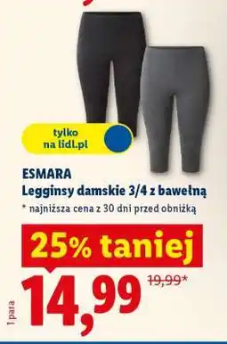 Lidl ESMARA Legginsy damskie 3/4 z bawełną oferta