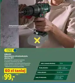 Lidl PARKSIDE Akumulatorowa wiertarkowkrętarka udarowa, 20 V oferta