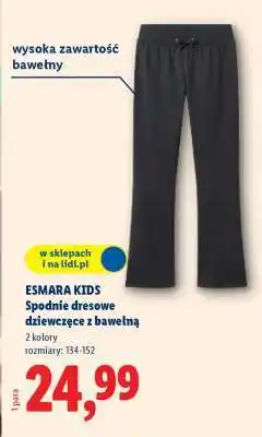 Lidl ESMARA KIDS Spodnie dresowe dziewczęce z bawełną oferta