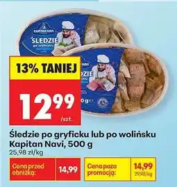 Biedronka Śledzie po gryficku lub po wolińsku Kapitan Navi 500 g oferta