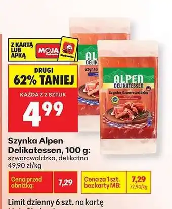 Biedronka Szynka Alpen Delikatessen, 100 g oferta