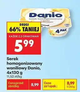 Biedronka Serek homogenizowany waniliowy Danio, 4x130 g oferta