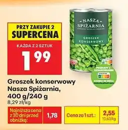 Biedronka Groszek konserwowy Nasza Spiżarnia 400 g / 240 g oferta