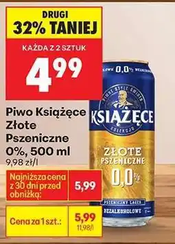 Biedronka Piwo Książęce Złote Pszeniczne 0%, 500 ml oferta