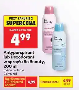 Biedronka Antyperspirant lub Dezodorant w spray’u Be Beauty, 200 ml oferta