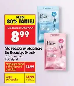 Biedronka Maseczki w płachcie Be Beauty, 5-pak oferta