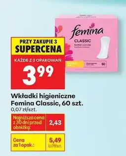 Biedronka Wkładki higieniczne Femina Classic , 60 szt oferta