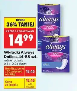 Biedronka Wkładki Always Dailies, 44-58 szt oferta