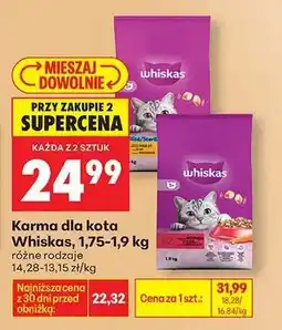 Biedronka Karma dla kota Whiskas, 1,75 - 1,9 kg oferta