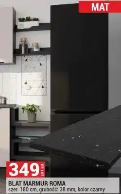 Merkury Market Blat marmur Roma szer. 180 cm, grubość: 38 mm, kolor czarny oferta