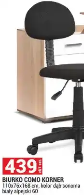 Merkury Market Biurko Como Korner 110x76x168 cm, kolor dąb sonoma biały alpejski 60 oferta