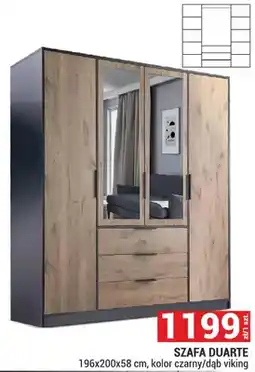 Merkury Market Szafa Duarte 196x200x58 cm, kolor czarny/dąb viking oferta