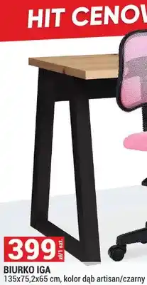 Merkury Market Biurko Iga 135x75,2x65 cm, kolor dąb artisan/czarny oferta