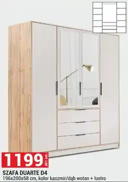 Merkury Market Szafa Duarte D4 196x200x58 cm, kolor kaszmir/dąb wotan + lustro oferta