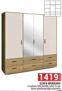 Merkury Market Szafa Mokkaro z lustrem 205,9x200,1x52,7x cm, kolor piaskowy/dąb mauvella oferta