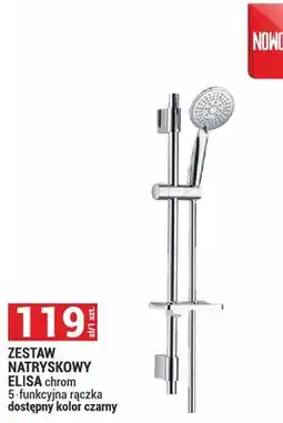 Merkury Market Zestaw natryskowy Elisa chrom 5-funkcyjna rączka dostępny kolor czarny oferta