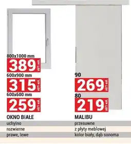 Merkury Market Okno Malibu przesuwne z płyty melowej, kolor biały, dąb sonoma 90 oferta