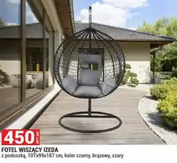 Merkury Market Fotel wiszący Jzeda z poduszką, 107x99x187 cm, kolor czarny, brązowy, szary oferta