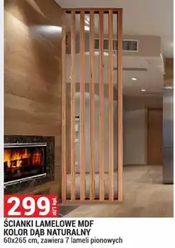 Merkury Market Ścianki lamelowe MDF kolor Dąb Naturalny oferta
